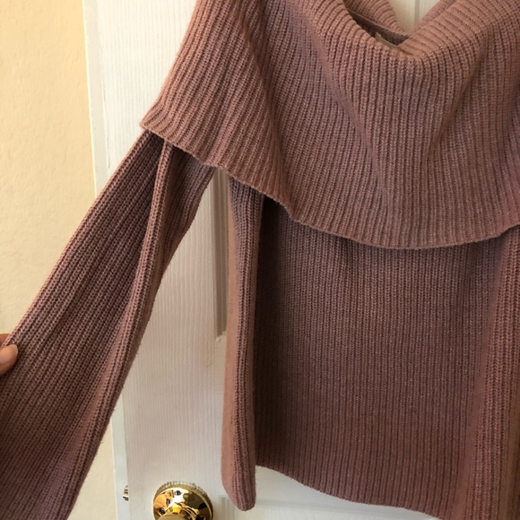 Dusty Pink Off The Shoulder Sweater - Picture 2 of 3